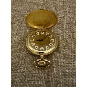 Majestime Pocket Watch – Ornate Gold-Tone Engraved Case – WORKS GREAT